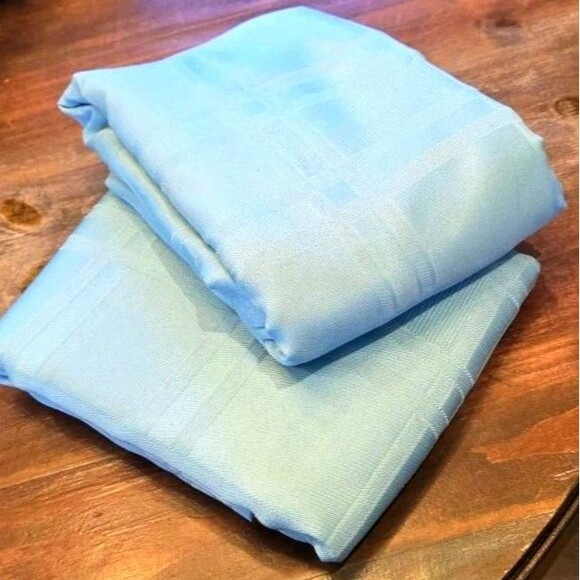 Unbranded Other - 2 Baby Blue Jacquard Table Cloths, 60x102 Geometric Polyester Stain Resistant